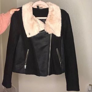 H&M Black Coat with faux fur